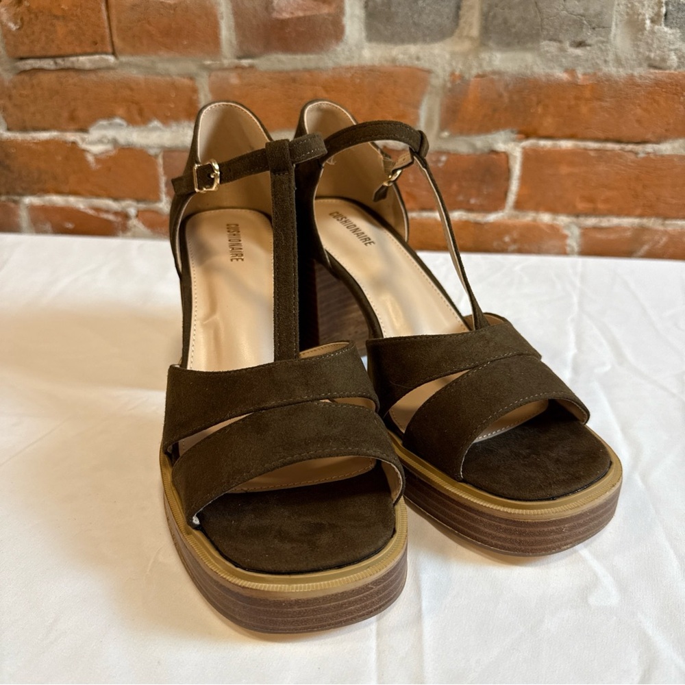Brown Suede Platform Sandals Size 9.5W NEW